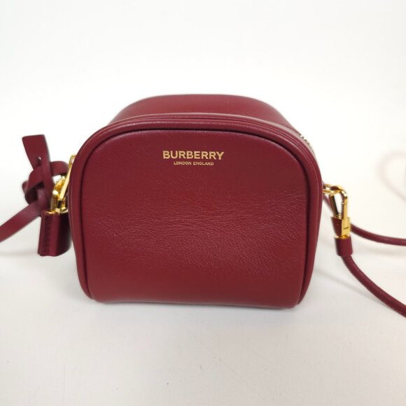 Burberry Cube Micro CB Smooth Mini Bag Red Leather Gold Lock & Key Italy - Picture 2 of 15